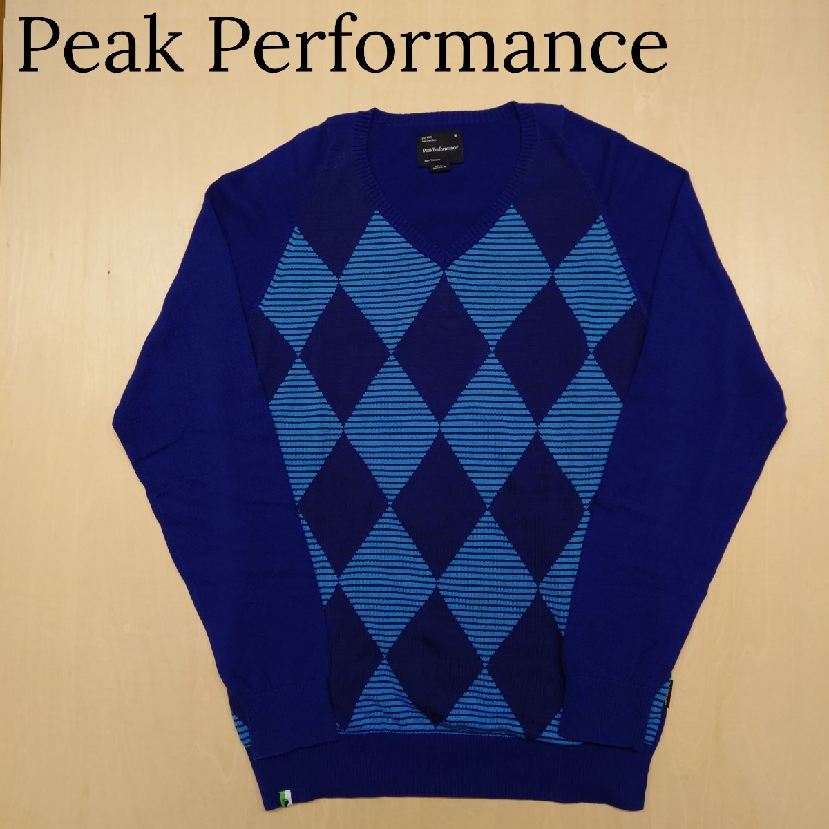 Peak Performance ニット vネック セーター アーガイル コットン ピークパフォーマンス サイズM 2312_画像1