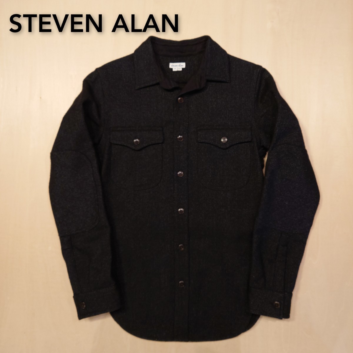 STEVEN ALAN 長袖 シャツ ウール カジュアルシャツ ジャケット スティーヴン アラン サイズXS 2300　エルボーパッチ_画像1