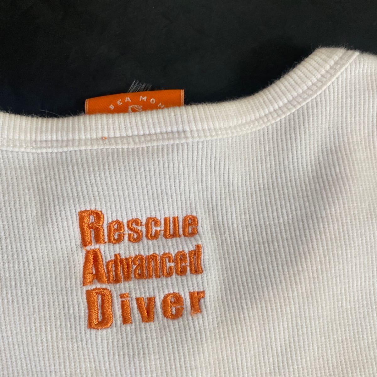 セール 即決1円 sea monkey【半袖TシャツRAD Rescue Advanced Diver 】color白×オレンジ色ロゴ刺 USED古着_画像7