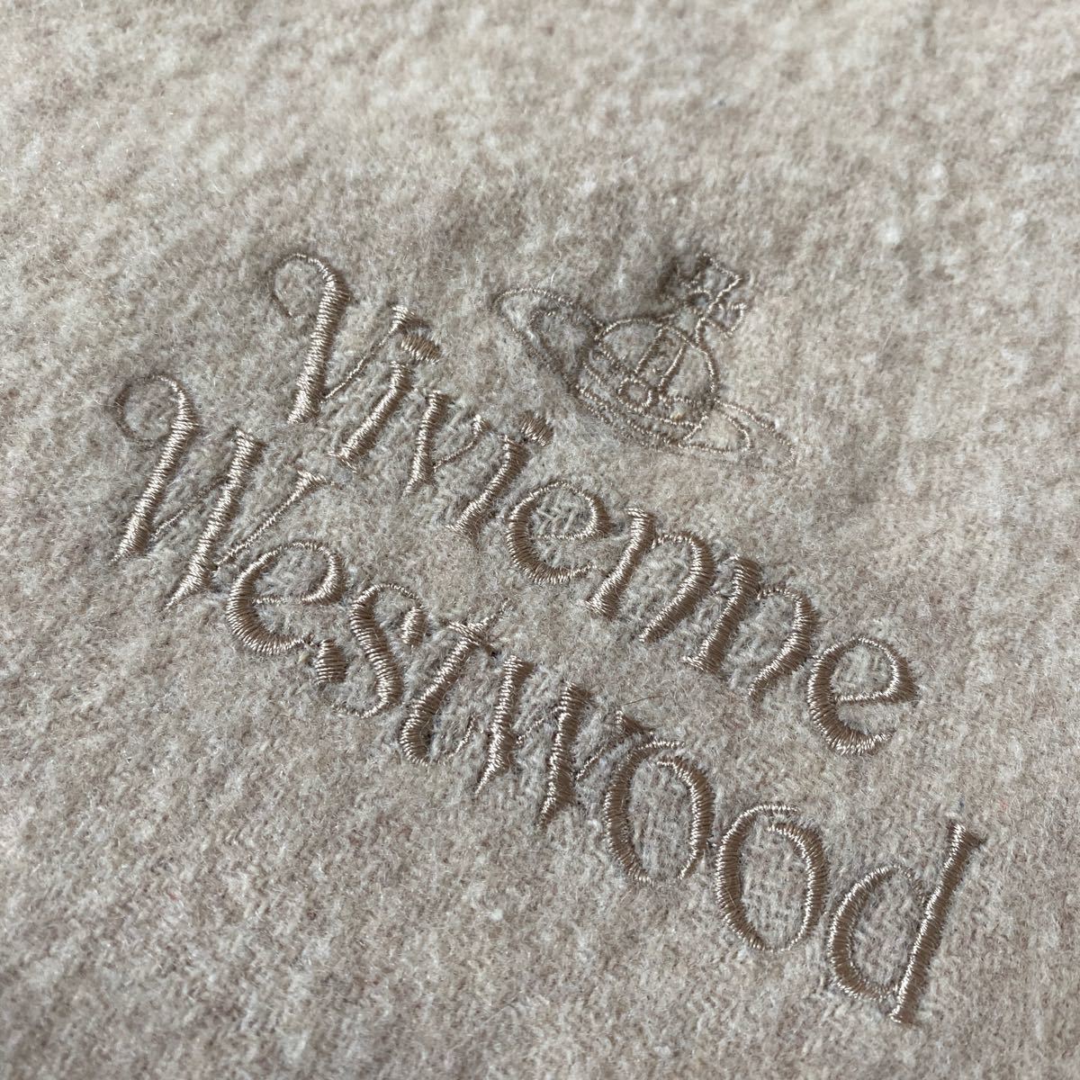  Vivienne Westwood ヴィヴィアンウエストウッド オーブ 刺繍 ウール ストール マフラー中古_画像2