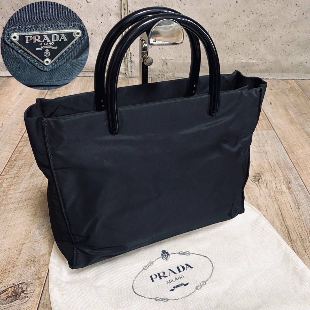 本物 PRADA プラダ テスートナイロン ミニトートバッグ 黒 三角 本物 PRADA プラダ テスートナイロン ミニトートバッグ 黒 三角