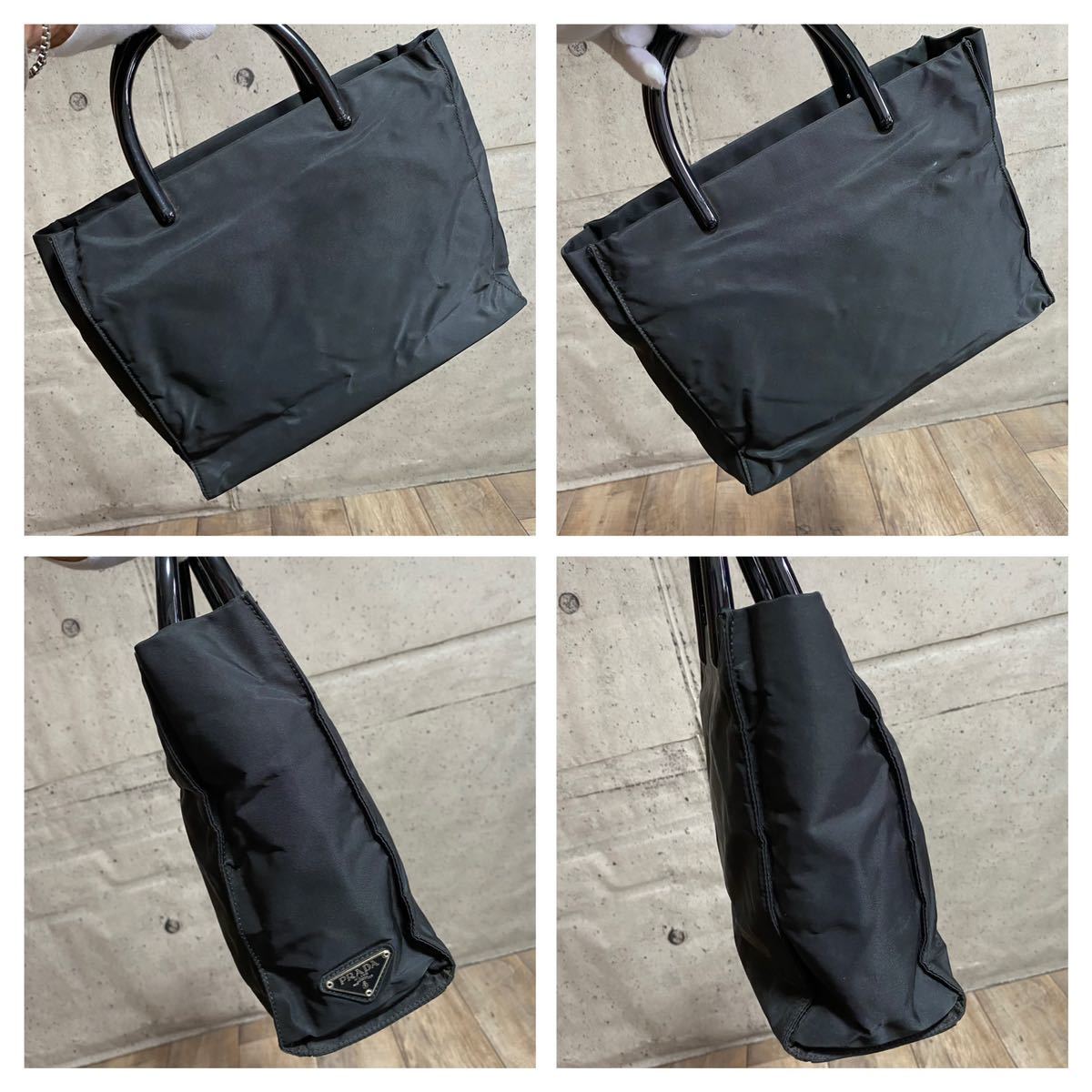 本物 PRADA プラダ テスートナイロン ミニトートバッグ 黒 三角 本物 PRADA プラダ テスートナイロン ミニトートバッグ 黒 三角