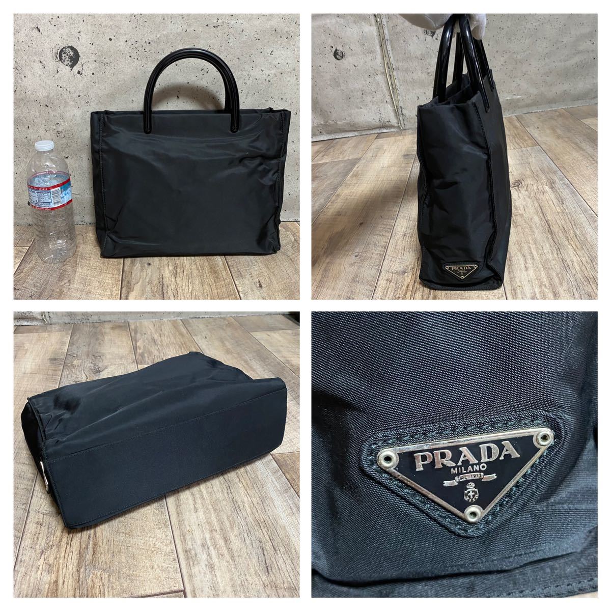 本物 PRADA プラダ テスートナイロン ミニトートバッグ 黒 三角 本物 PRADA プラダ テスートナイロン ミニトートバッグ 黒 三角