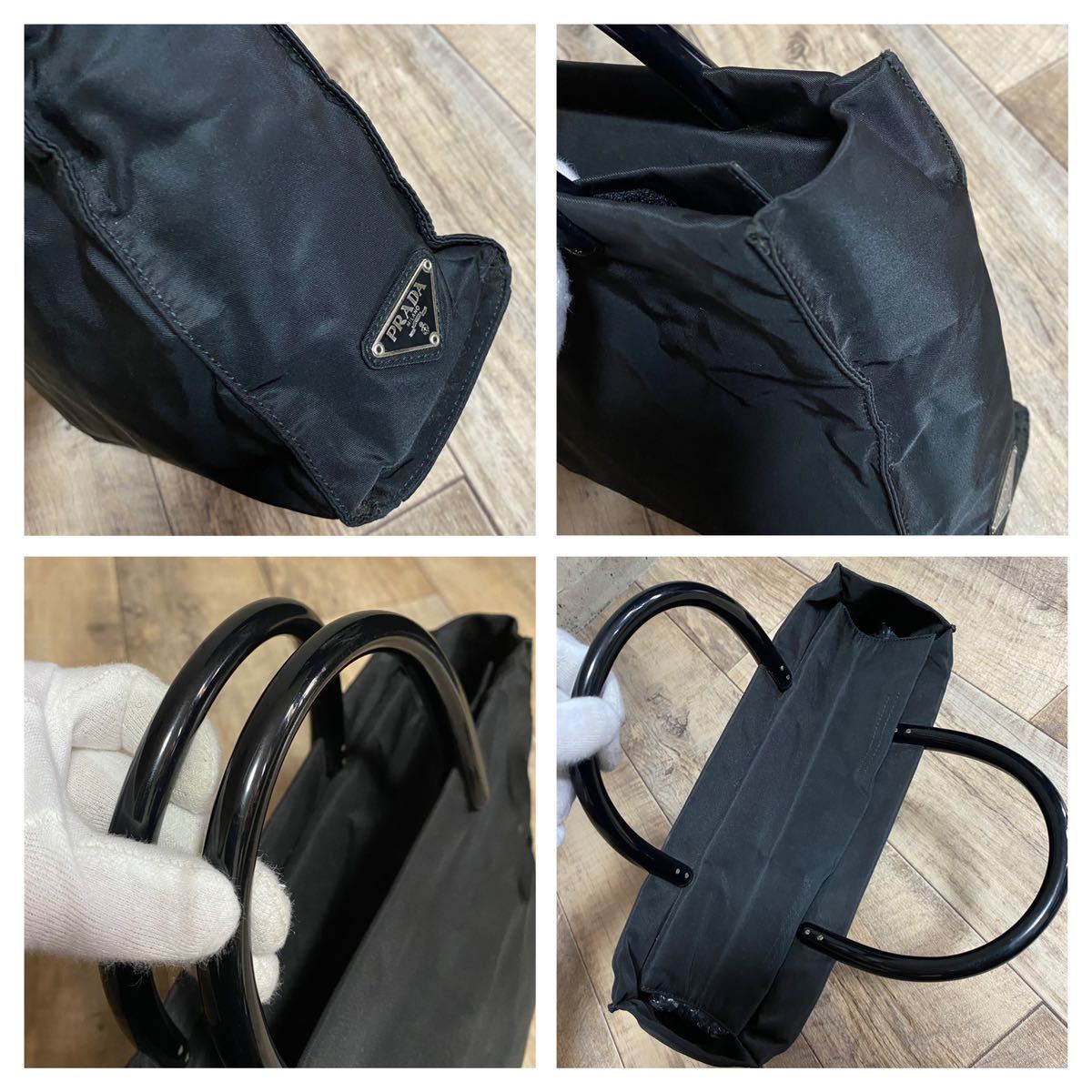 本物 PRADA プラダ テスートナイロン ミニトートバッグ 黒 三角 本物 PRADA プラダ テスートナイロン ミニトートバッグ 黒 三角