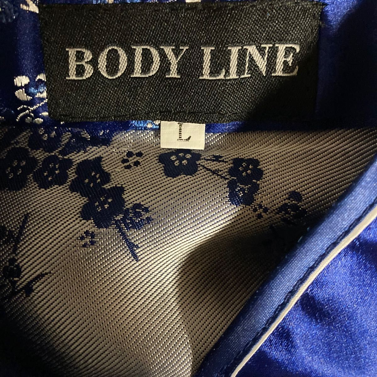 BODY LINE  チャイナドレス　ブルー　チャイナ服　コスプレ 半袖  ロング丈