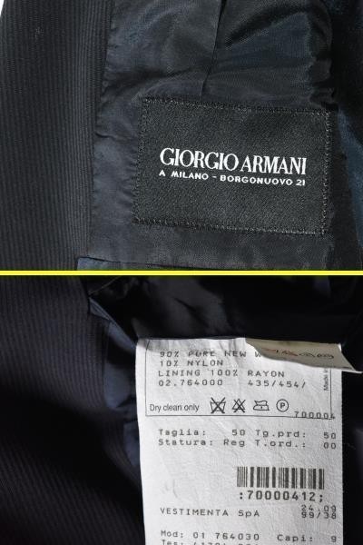 ★定価30万★ジョルジオアルマーニ黒タグ★GIORGIO ARMANI★ネイビーストライプ#ピークドラペルお洒落1釦高級感あるシングルスーツ50W48#46_画像10