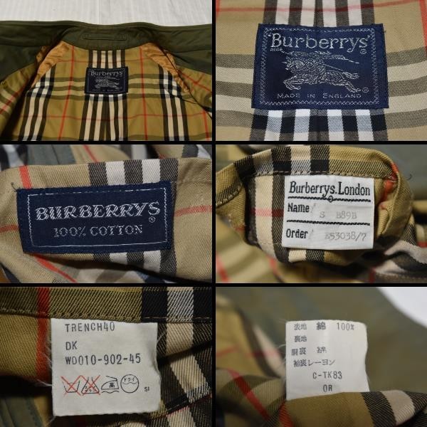 ★Burberrys★バーバリー英国製ヴィンテージ ★人気のカーキオリーブ玉虫色 ★傑作と言われる名門ブランドの ベルト付きトレンチコート_画像10