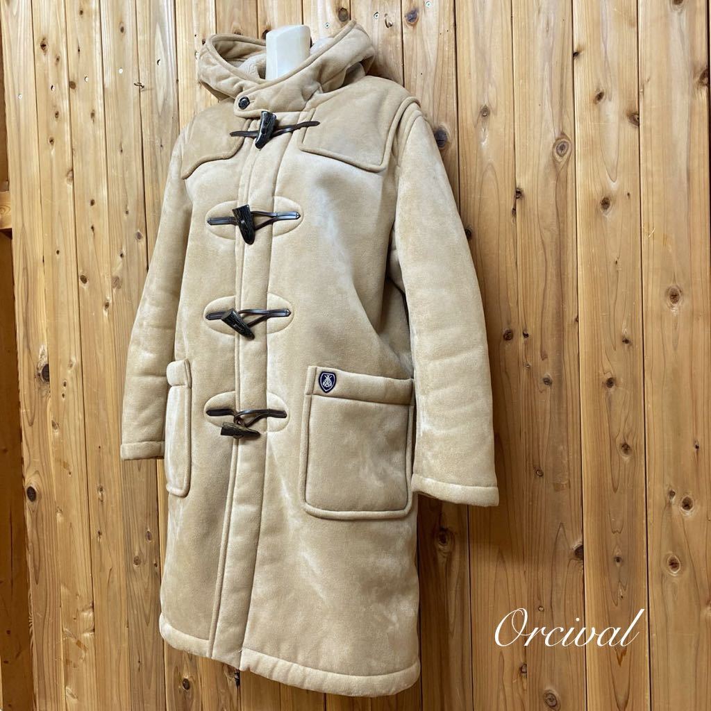 【定価3.5万】オーシバル ORCIVAL フェイクムートン ロングダッフルコート ロングコート ジャケット ベージュ 厚手裏ボア サイズ2_画像1