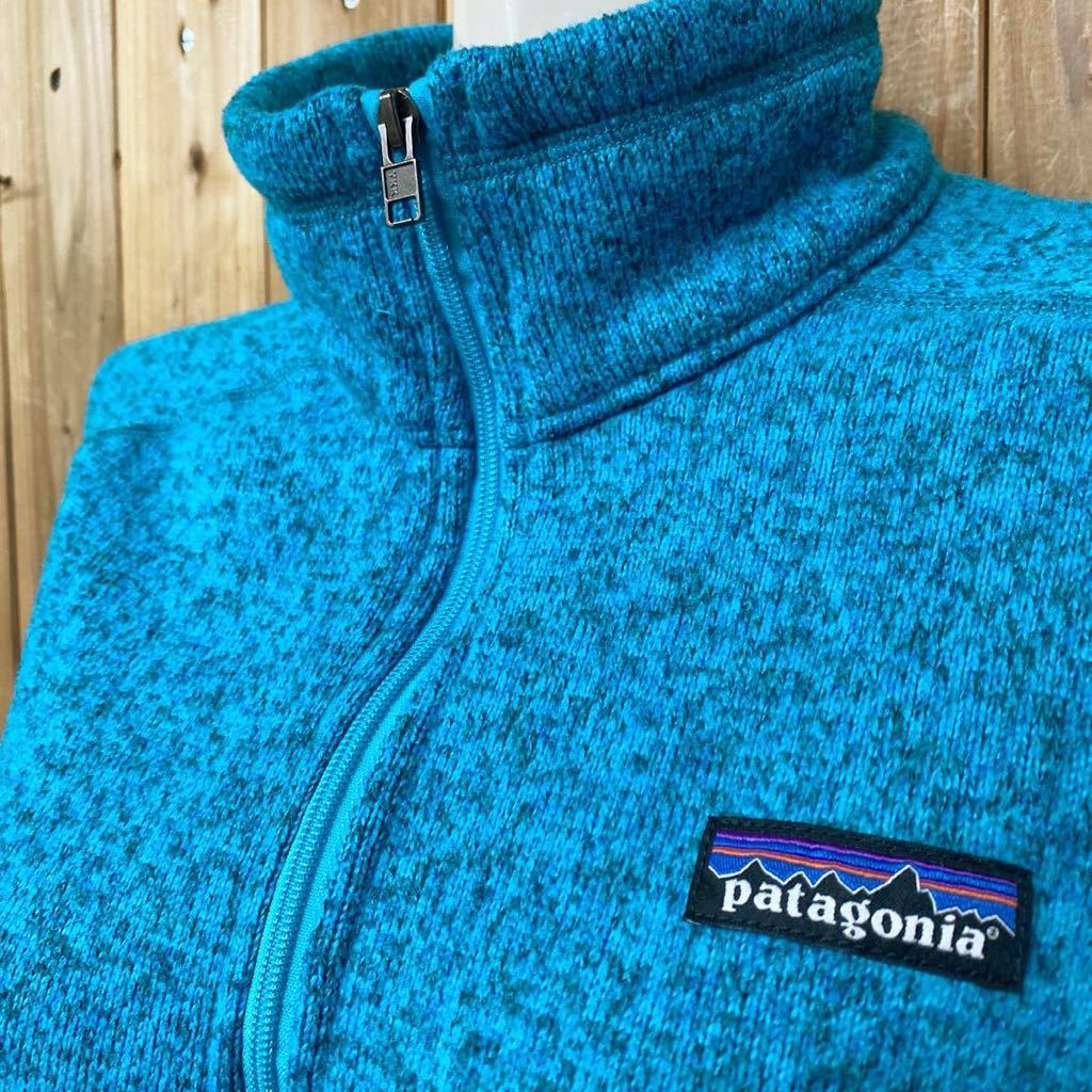 15年製 patagonia ＊ パタゴニア ハーフジップフリース ベターセーター ターコイズブルー レディースM 内ボア 裏起毛 防風セーター_画像4