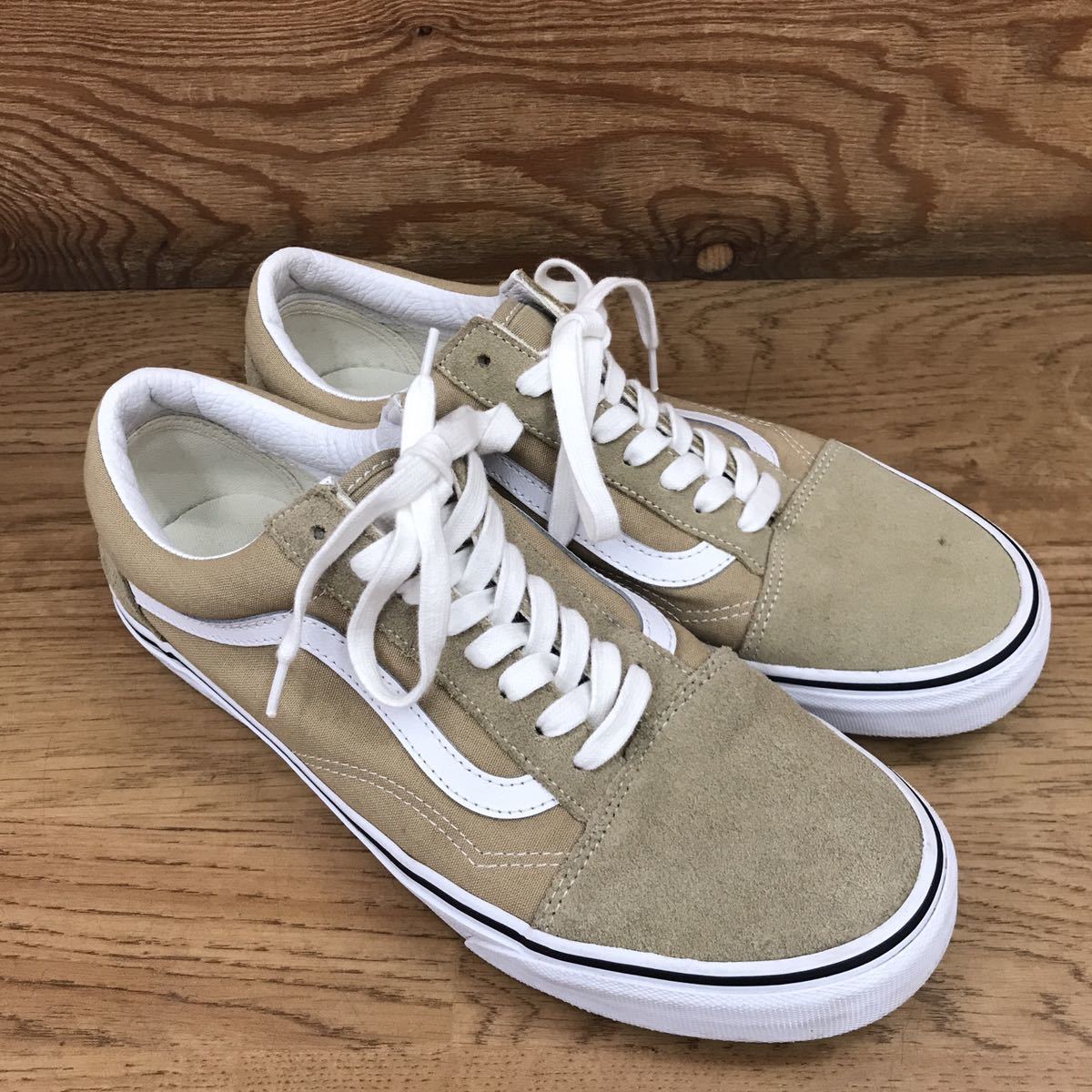 【27.5㎝】VANSスニーカー オールドスクール スエード キャンバス ストリート カジュアル ベージュ_画像3