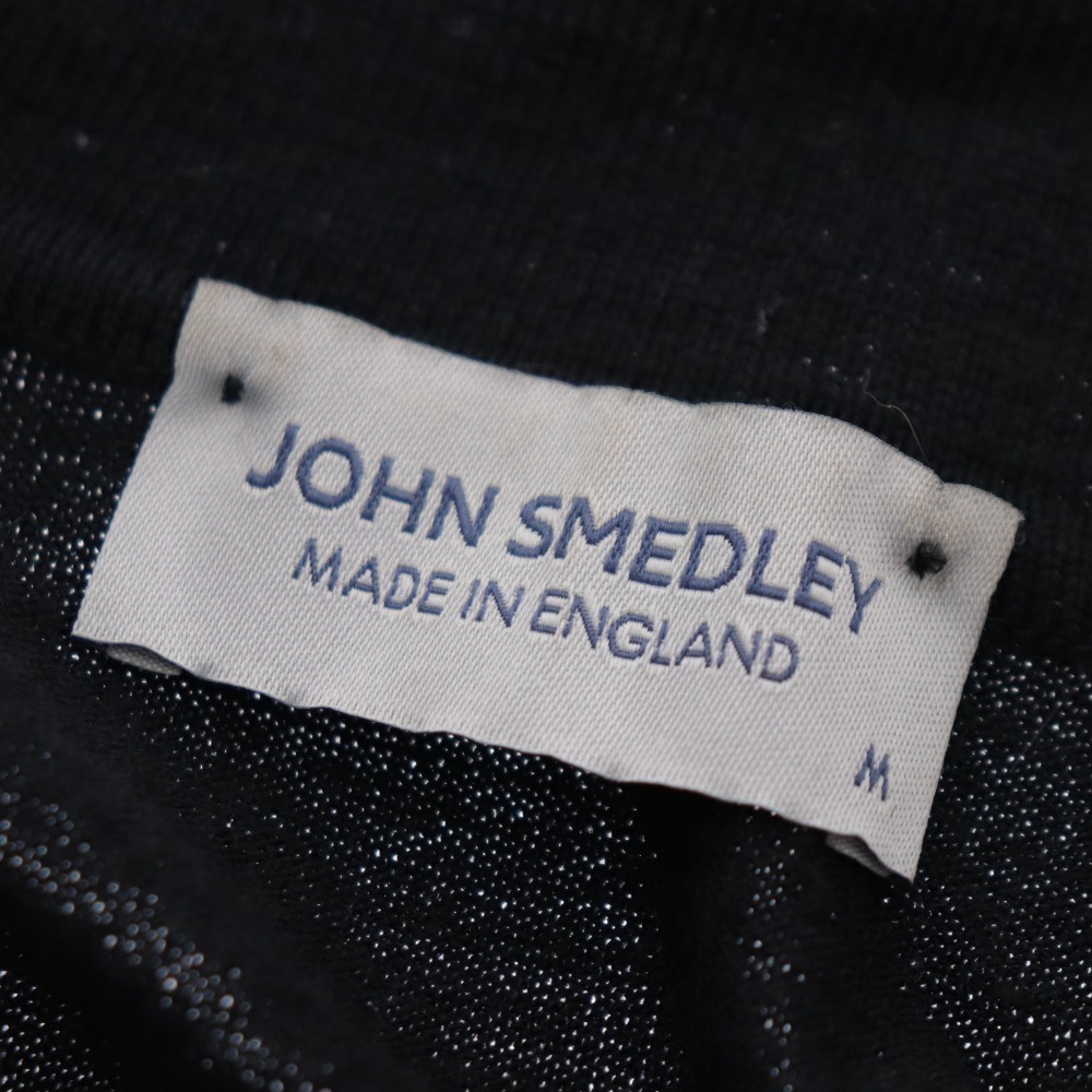■ ジョンスメドレー ニットポロシャツ ボタン 長袖 トップス メンズ M ブラック ウール100_画像8