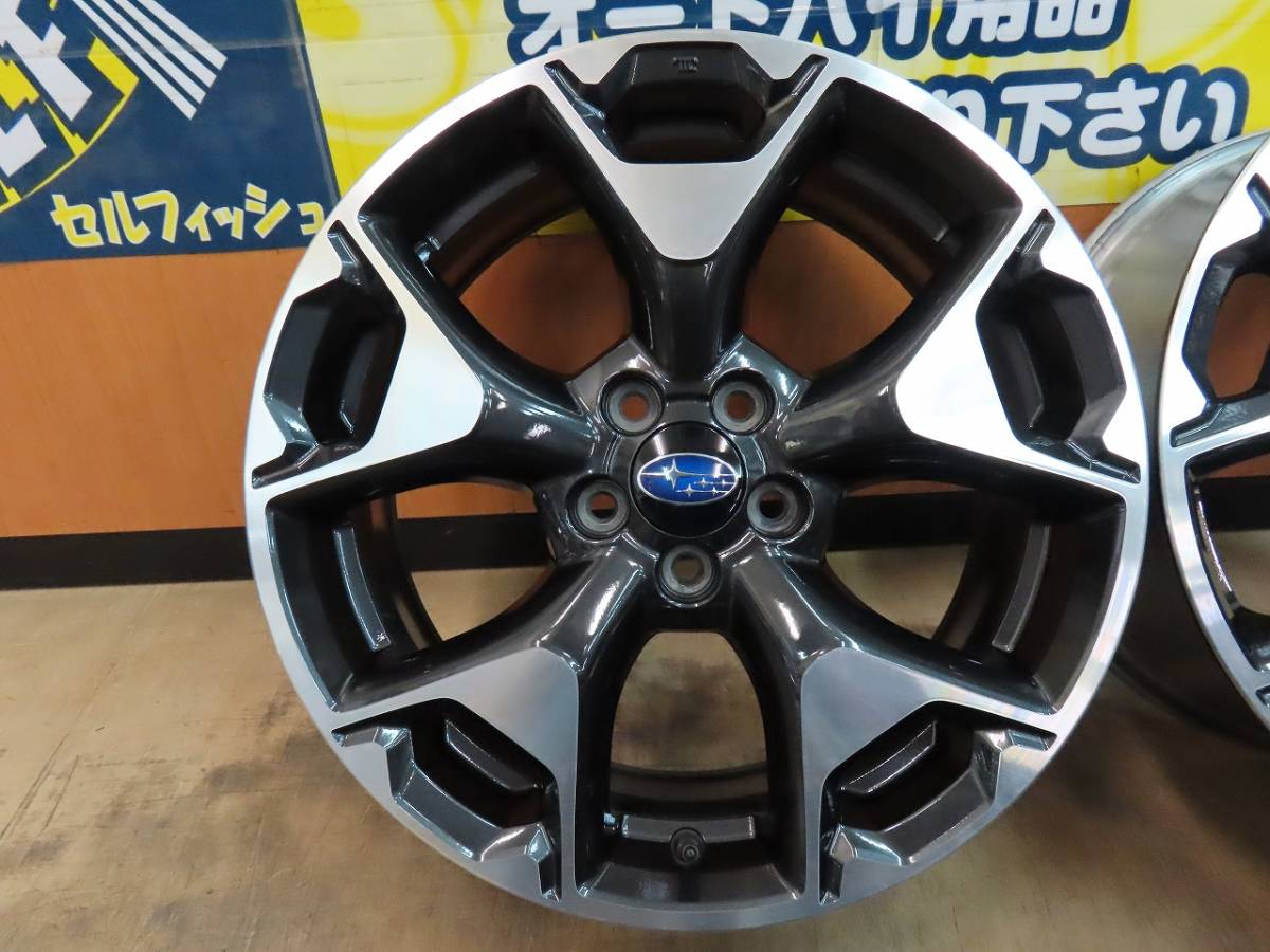 ☆スバル XV GT系 純正 エンケイ製 17インチ アルミ ホイール 7J +55 5穴 PCD100 ガンメタ ポリッシュ 4本 中古 SUBARU ENKEI☆_画像2