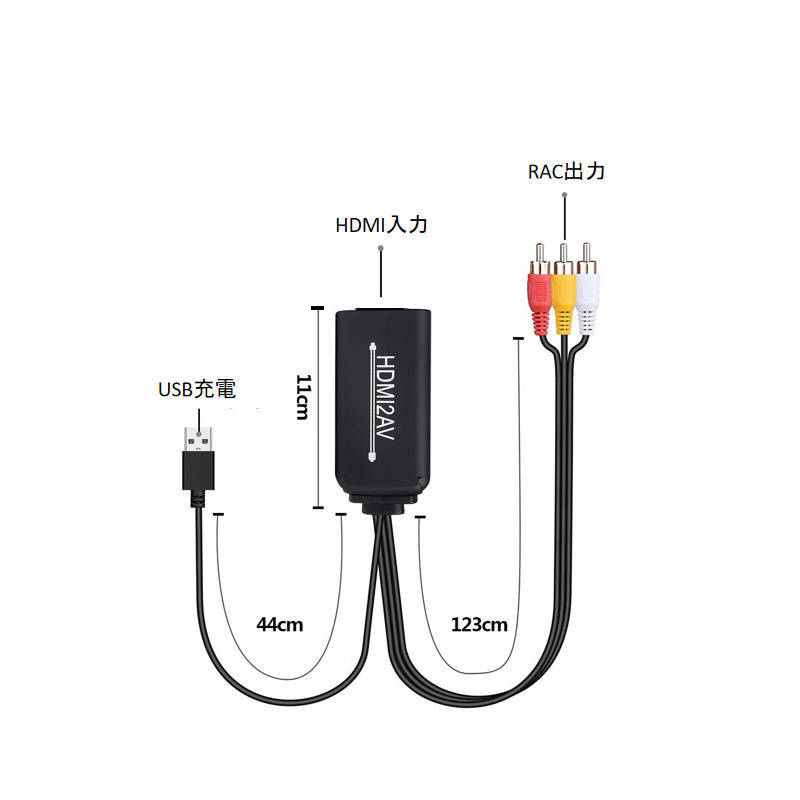 HDMI RCA 変換器 hdmiメス RCAオス 変換アダプター hdmi av変換ケーブル 1.3メートル コンバーター コンポジット 1080P テレビ 車 モニター_画像3