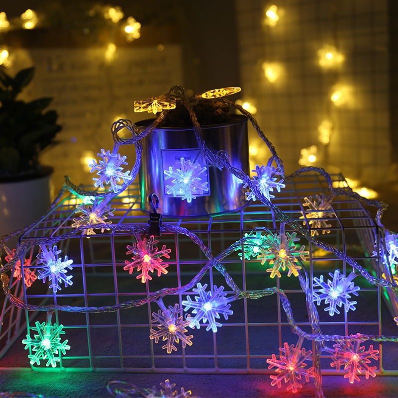 フェアリーライト 雪の結晶状 ledイルミネーションライト 交流 コンセント 電池式 10m LED クリスマスツリー飾り カラフル 屋外 室内 誕生の画像5