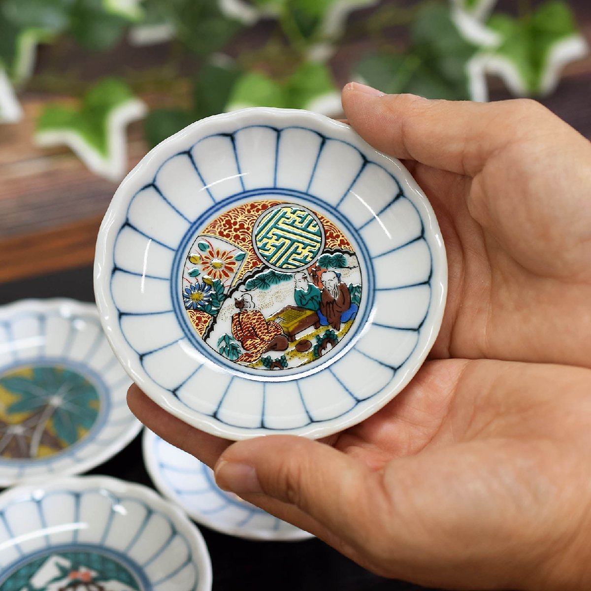 九谷焼 小皿5枚セット 時代画 / 陶器 和食器 お皿 高級 ブランド 食器 美品 新品 未使用 日本製 即決_画像5