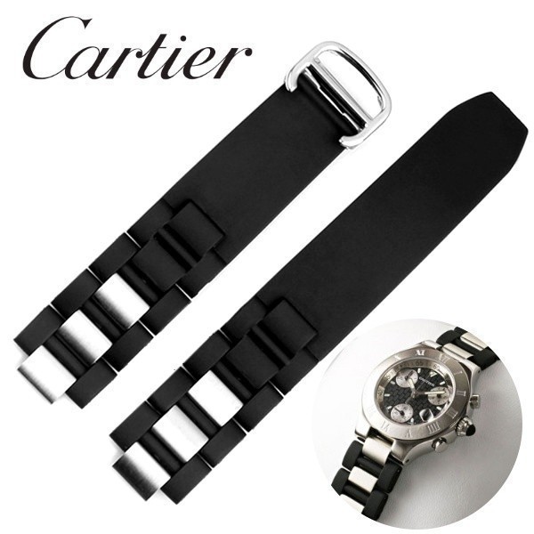 送料無料 腕時計 ウォッチ ベルト シリコン ラバーバンド Cartier カルティエ クロノスカフ マスト21 オートスカフ 適応 互換 20mm 修理 d_画像1