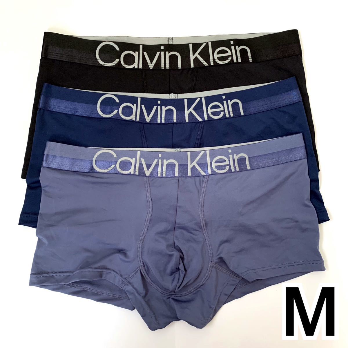 Calvin Klein ボクサーパンツ ICON Mサイズ 3枚セット ブラック ダークブルー ライトブルー 送料無料 最短発送 カルバンクライン_画像3