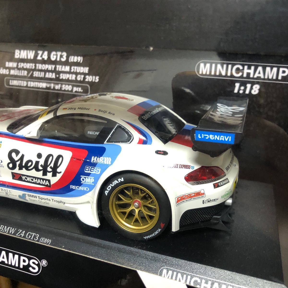 960 1/18 BMW Z4 GT3 Team Studie 2015 500台限定 ミニチャンプス　チームスタディ ミニカー 模型 完成品_画像6