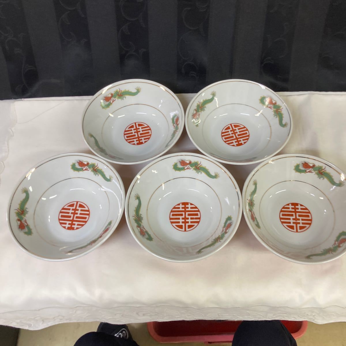 【ラーメン鉢 山拓436番 レトロ①】陶器 和食器 5個セット【B2-1②】0125_画像2