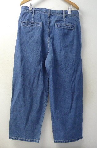 ◆Jeans Factory 新品タグ付 ジーンズファクトリー ワイド ウォッシュ加工 薄ブルー イージー デニム パンツ サイズL INDIGO_画像2