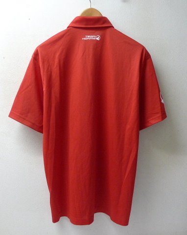 ◆HONMA GOLF 本間ゴルフ LL 美品 ツアー ワールドカップ 刺繍 ロゴ刺繍 ドライ ポロシャツ 赤 サイズLL_画像3