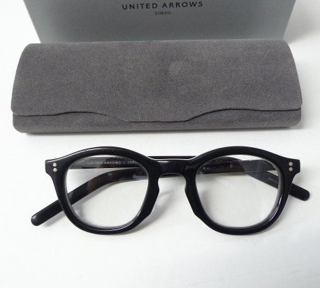 ◆ユナイテッドアローズ 金子眼鏡 KANEKO 黒ぶち 眼鏡 メガネ ケース完備　ウェリントン セルフレーム_画像1