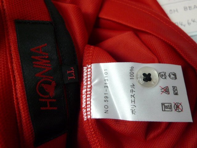 ◆HONMA GOLF 本間ゴルフ LL 美品 ツアー ワールドカップ 刺繍 ロゴ刺繍 ドライ ポロシャツ 赤 サイズLL_画像4