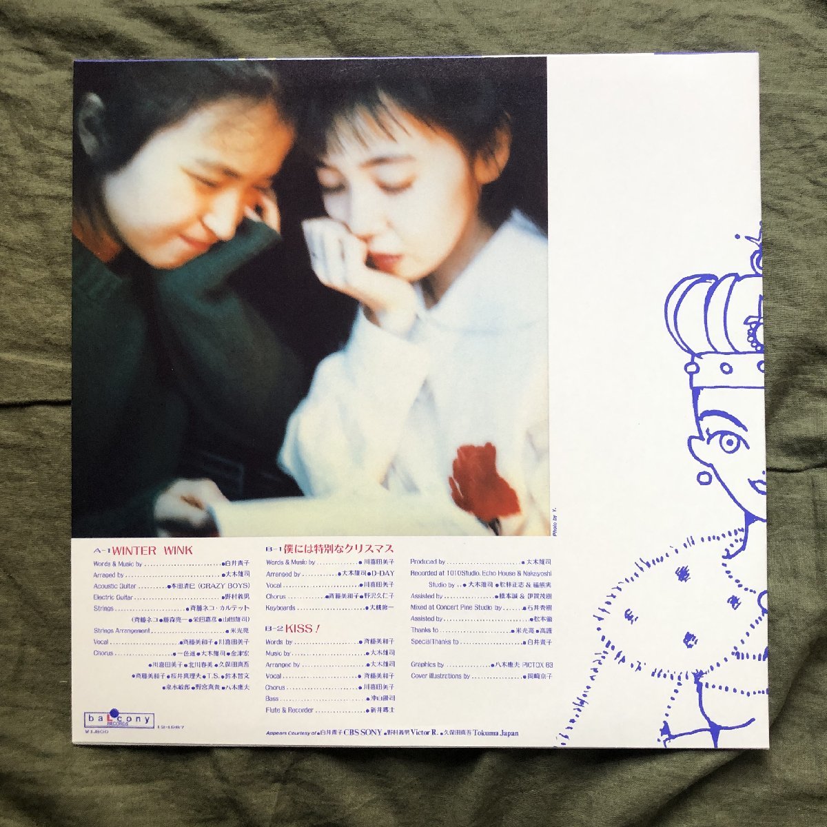 傷なし美盤 美ジャケ ほぼ新品 1987年 斉藤美和子 + Hysterics / 川喜田美子 + D-Day 12''EPレコード Winter Wink 沖山優司 野村義男_画像2