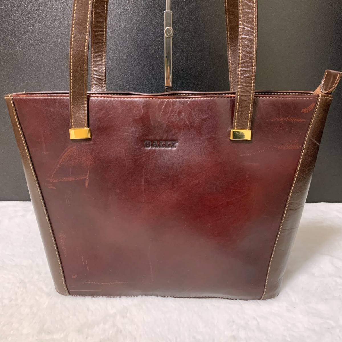 １円●希少品●BALLY バリー メンズ オールレザー トートバッグ ハンド ショルダー ビジネスバッグ ブリーフケース ブラウン 茶色 肩掛け◎_画像2