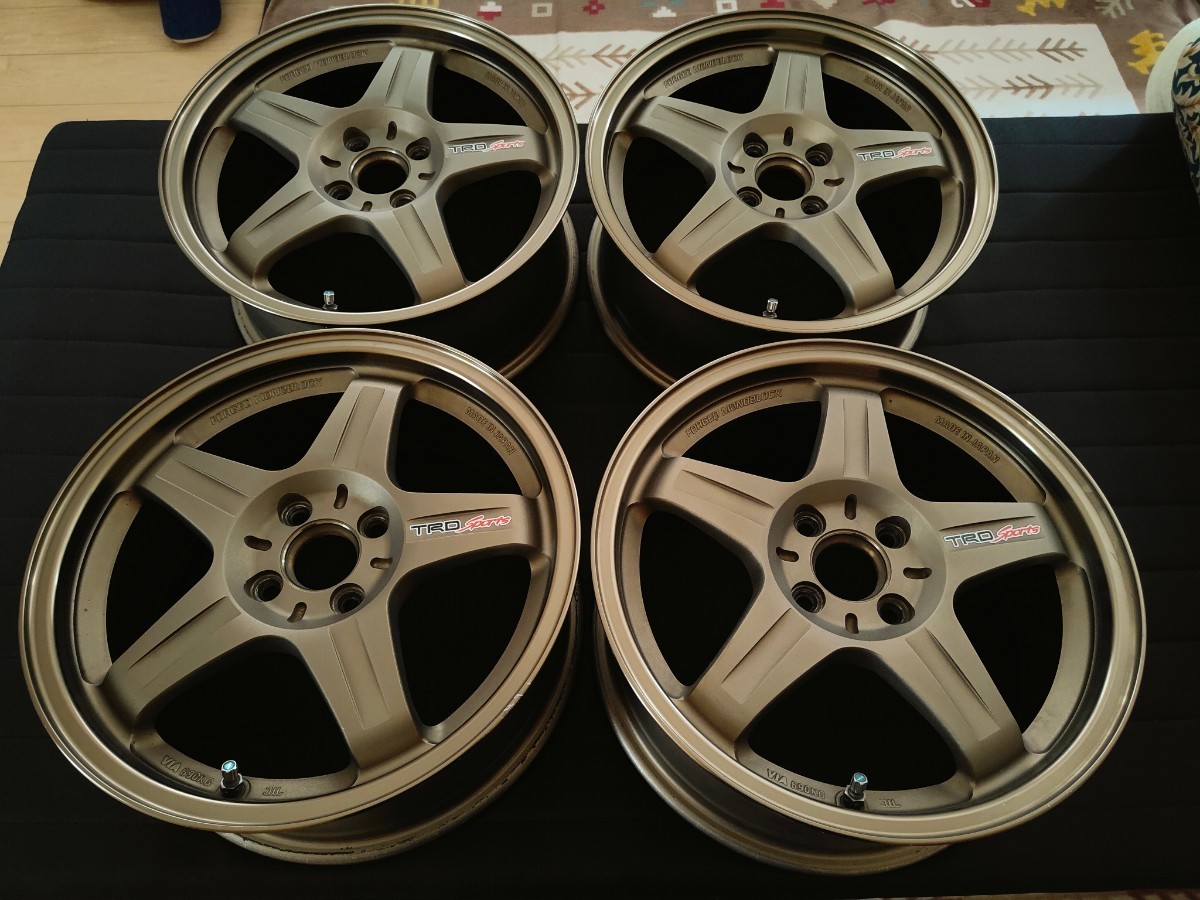 【極美品】RAYS TRD Sports T3 16×7jj+45 4H-100 4本 鍛造アルミホイール ブロンズカラー AE111 ZZE123 NCP160 NCP13 EP91等 7j TE37 CE28_画像2