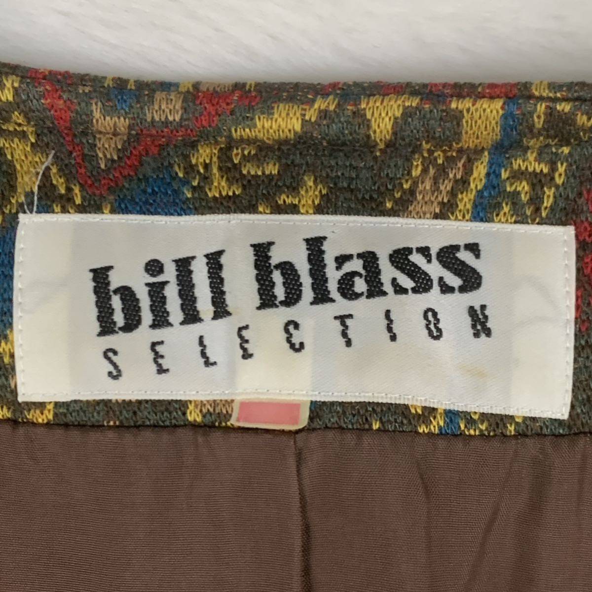 Bill Blass ビル ブラス テーラードジャケット 総柄ジャケット ノーカラージャケット ジップアップ レトロ ショート丈 総柄 ウール 11号_画像5