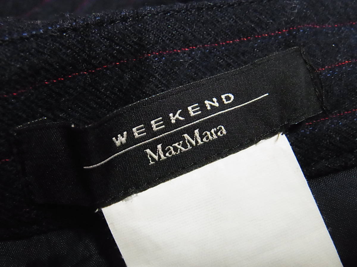 綺麗 MaxMara WEEKEND マックスマーラ 上質ウール ピンストライプ スカート 濃紺 サイズ40_画像4