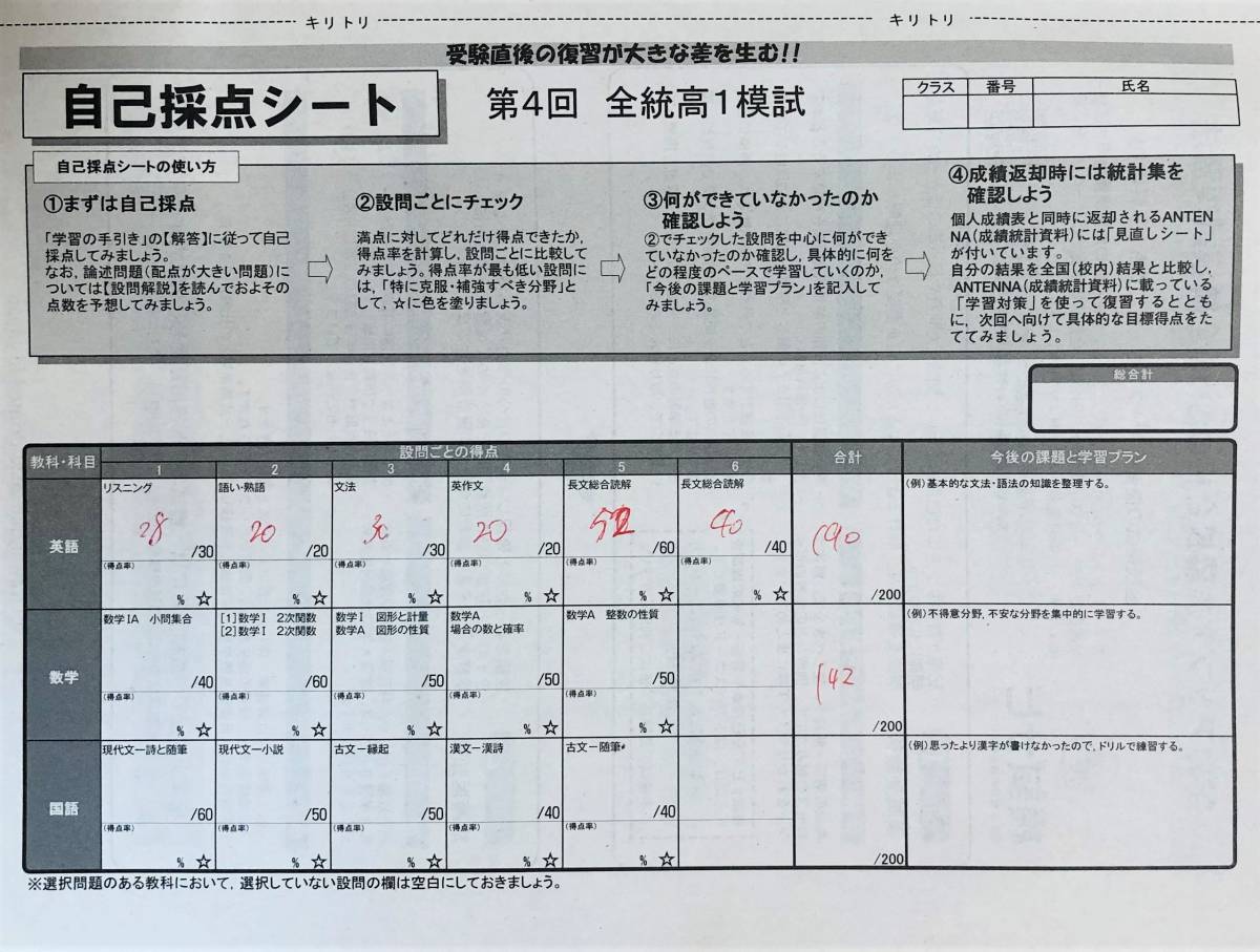 河合塾 2021年1月実施 第4回全統高1模試/英語/数学/国語 河合塾 2021年1月実施 第4回全統高1模試/英語/数学/国語
