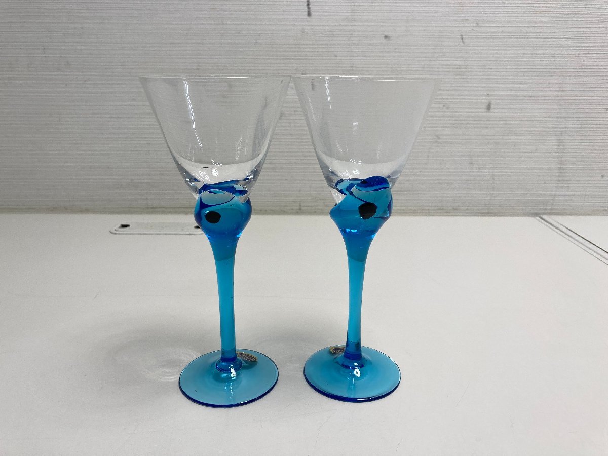 【★99-06-2155】■中古■BOHEMIA GLASS ボヘミアングラス ワイングラス 2客セット ヴィンテージ 約19cm_画像3