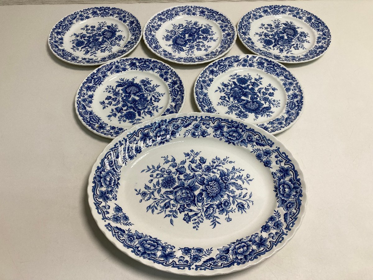 【★99-04-4642】■中古■Ridgway IRONSTONE staffordshire ENGLAND プレート オーバルプレート 6枚セットの画像1