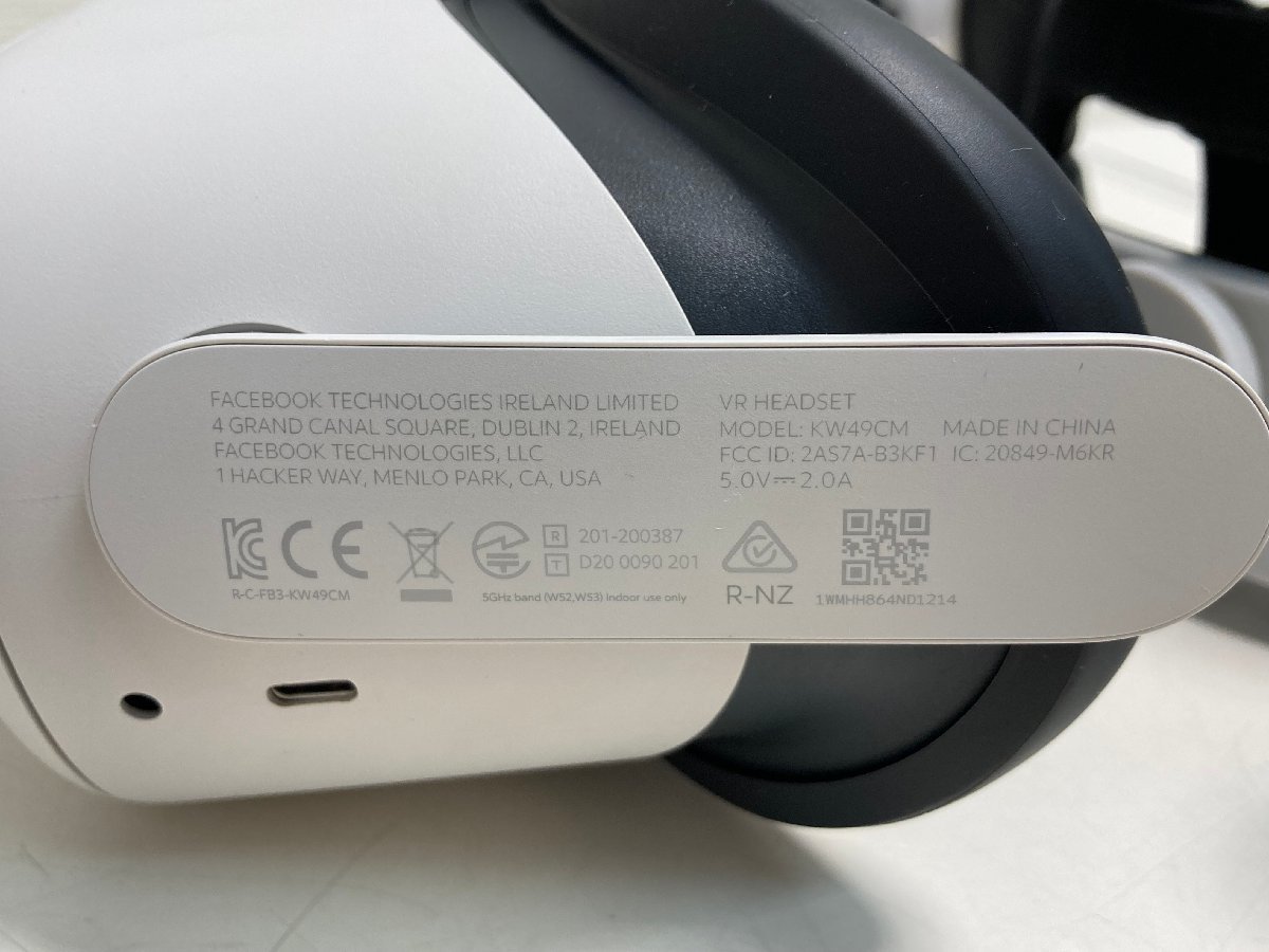 【★35-2468】■中古■現状品 オキュラス Oculus Quest 2 Meta 128GB VRヘッドセット KW49CM ヘッドストラップ レンズ付き（4306）_画像8