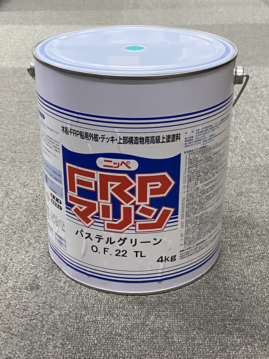 FRPマリン　パステルグリーン　4kg　ヘコミ缶　日本ペイント　A-1_画像1