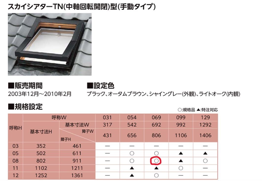 TOSTEM　トステム　天窓　トップライト　スカイシアター　TN型　一般複層ガラス　06908　オータムブラウン　新品未使用　長期在庫品_画像4