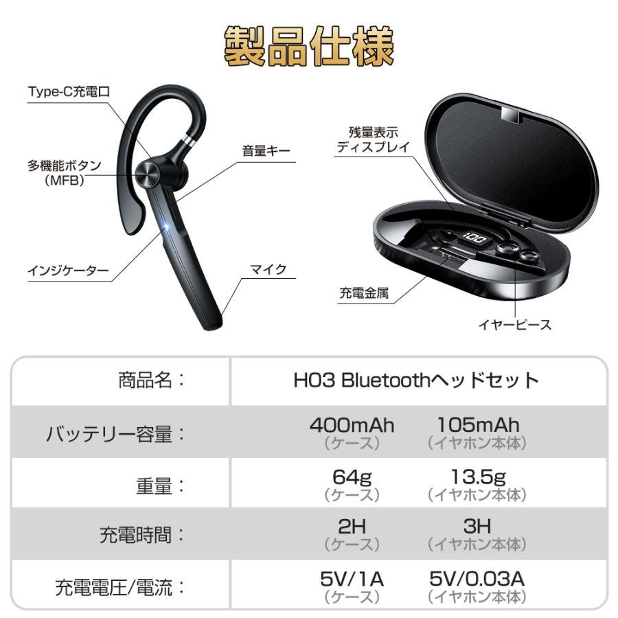 ワイヤレスイヤホン Bluetooth5.0 耳掛け型 片耳 ビジネス Bluetoothイヤホン 12時間連続 ハンズフリー通話 マイク内蔵 高音質 左右耳兼用_画像8