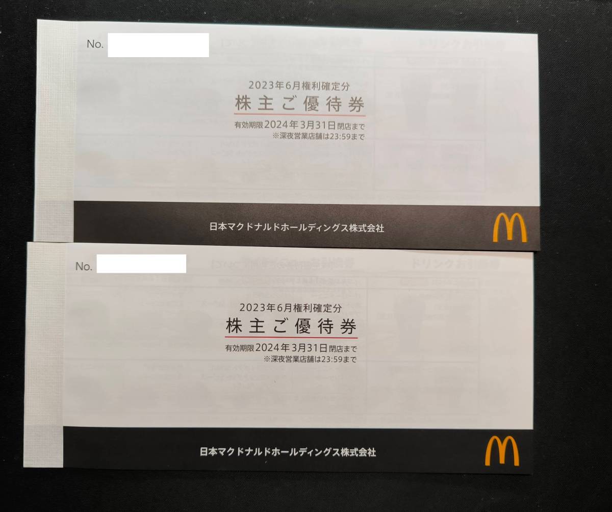 ♪ゆうパケット送料無料♪　マクドナルド株主優待券（１冊６枚綴り）ｘ2冊　　　有効期限２０２4年3月３１日_画像1