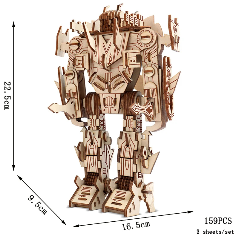 木製 3D 立体パズル ロボット 模型 キット Robot II ウッド パズル 趣味 大人 知育 玩具 インテリア 装飾_画像1