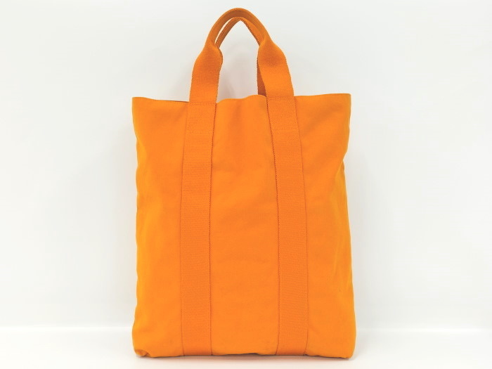 【中古】HERMES フレンチフェス 2001 トートバッグ キャンバス オレンジの画像2