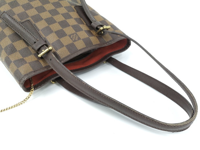 【中古】LOUIS VUITTON マレ トートバッグ ダミエ レザー エベヌ ブラウン N42240_画像4