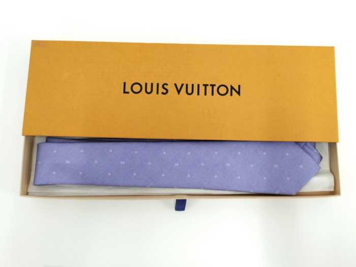 【中古】LOUIS VUITTON ネクタイ クラヴァット コンステレーションデニム モノグラム シルク 100％ ライトパープル M71843_画像7