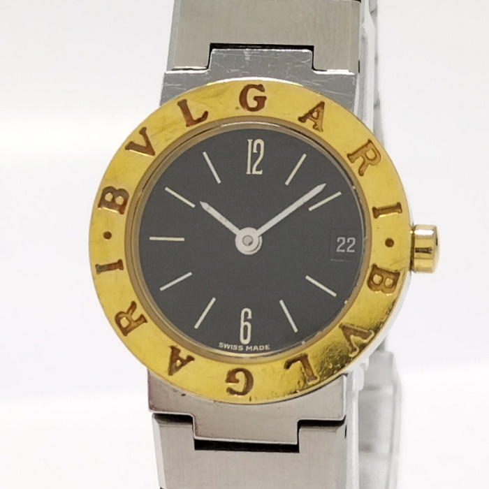 【中古】BVLGARI ブルガリブルガリ レディース 腕時計 クォーツ SS YG ブラック文字盤 BB23SGD