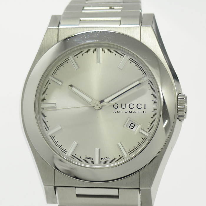 【中古】GUCCI パンテオン メンズ 腕時計 自動巻き デイト 裏スケ SS シルバー文字盤 115.2 YA115202_画像1