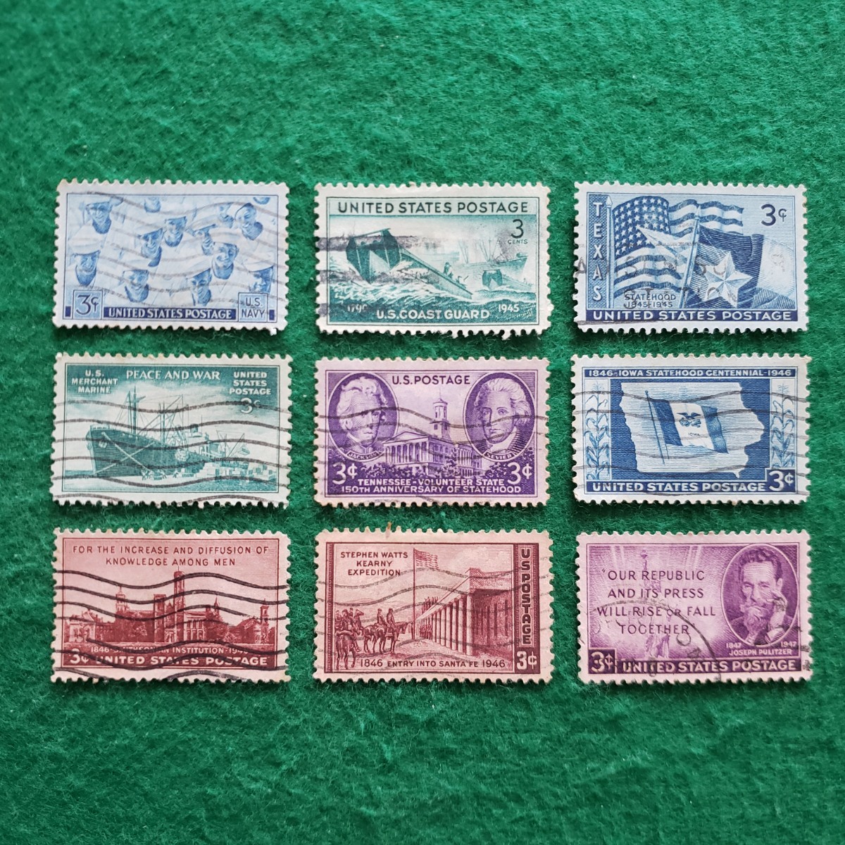 アメリカ合衆国切手 UNITED STATES POSTAGE ★9枚　1945年～1946年/外国切手_画像1