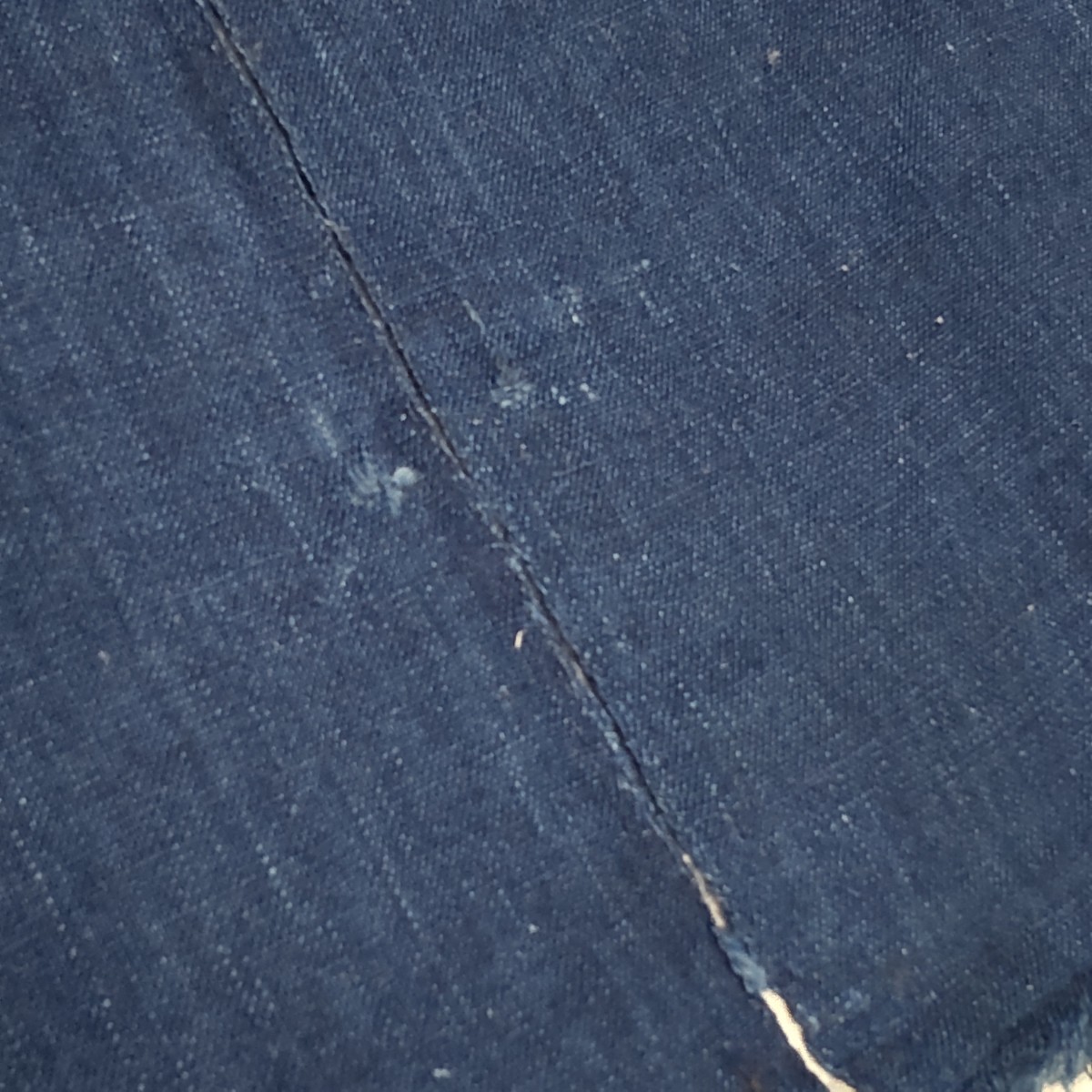 【時代布】藍染め 木綿 無地 2枚 合計約380cm 生地 古布 古裂 アンティーク リメイク素材 A-412_画像9