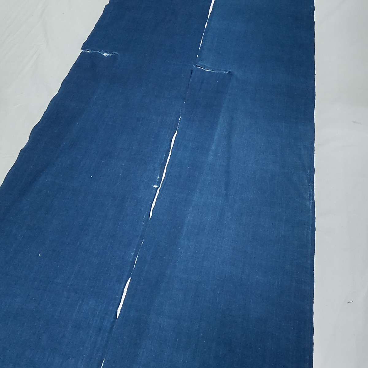 【時代布】藍染め 木綿 無地 2枚 合計約380cm 生地 古布 古裂 アンティーク リメイク素材 A-412_画像2
