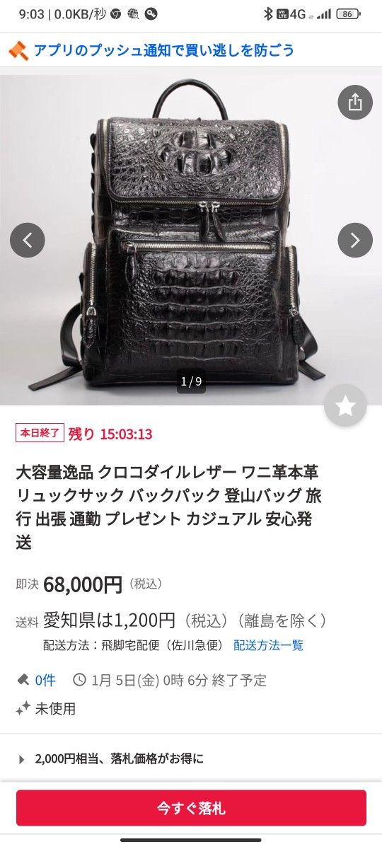 大容量逸品 クロコダイルレザー ワニ革本革 リュックサック バックパック 登山バッグ 旅行 出張 通勤 